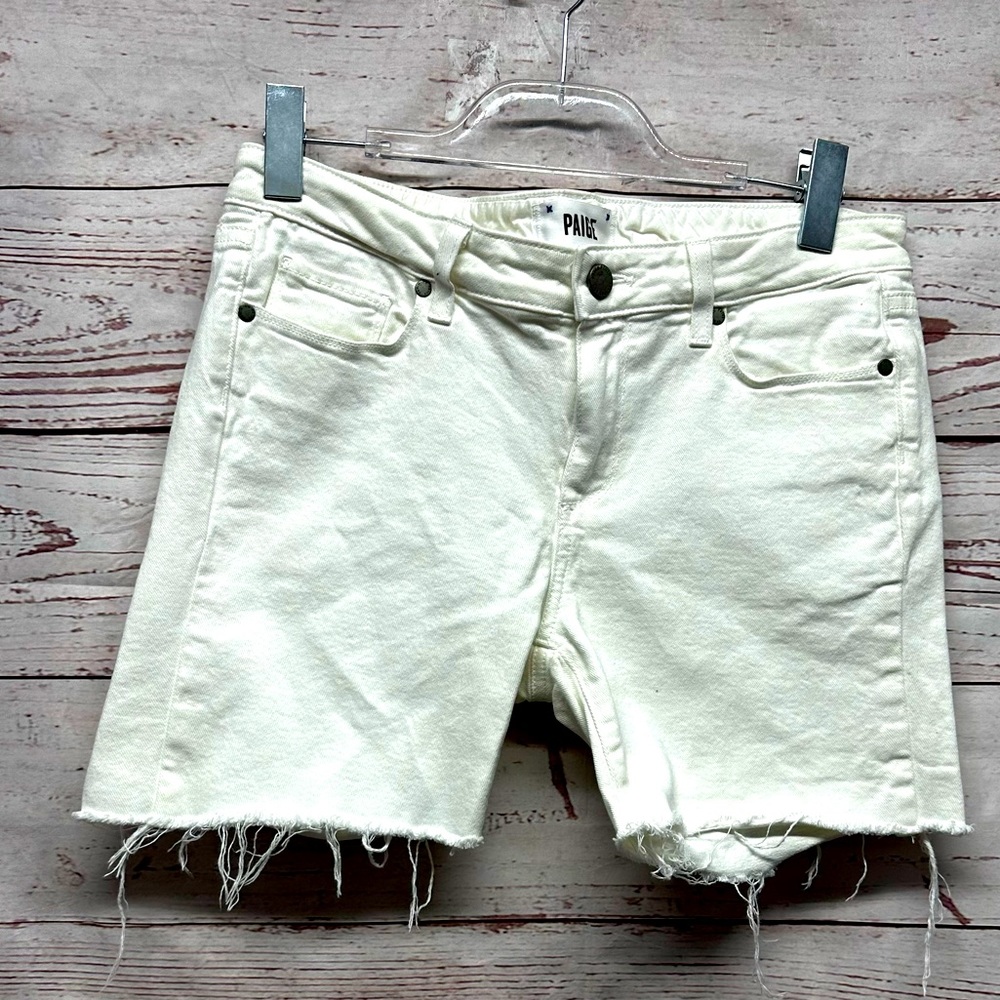 Paige White Skyline Straight Denim Shorts Size 30